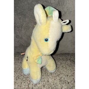 Bantam Stuffed Animal Giraffe Musical Wind Up Vintage 80s Plush Toy Yellow